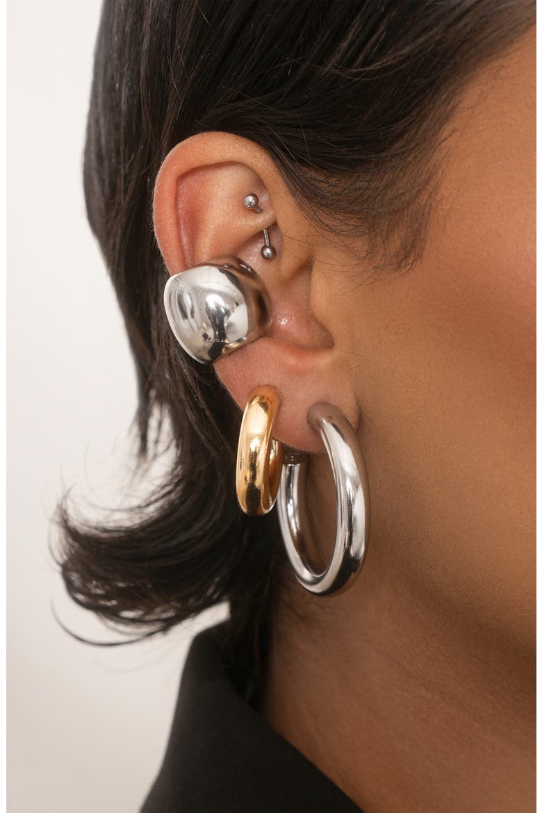 Chunky Ear Cuff, Alternate, color, RHODIUM