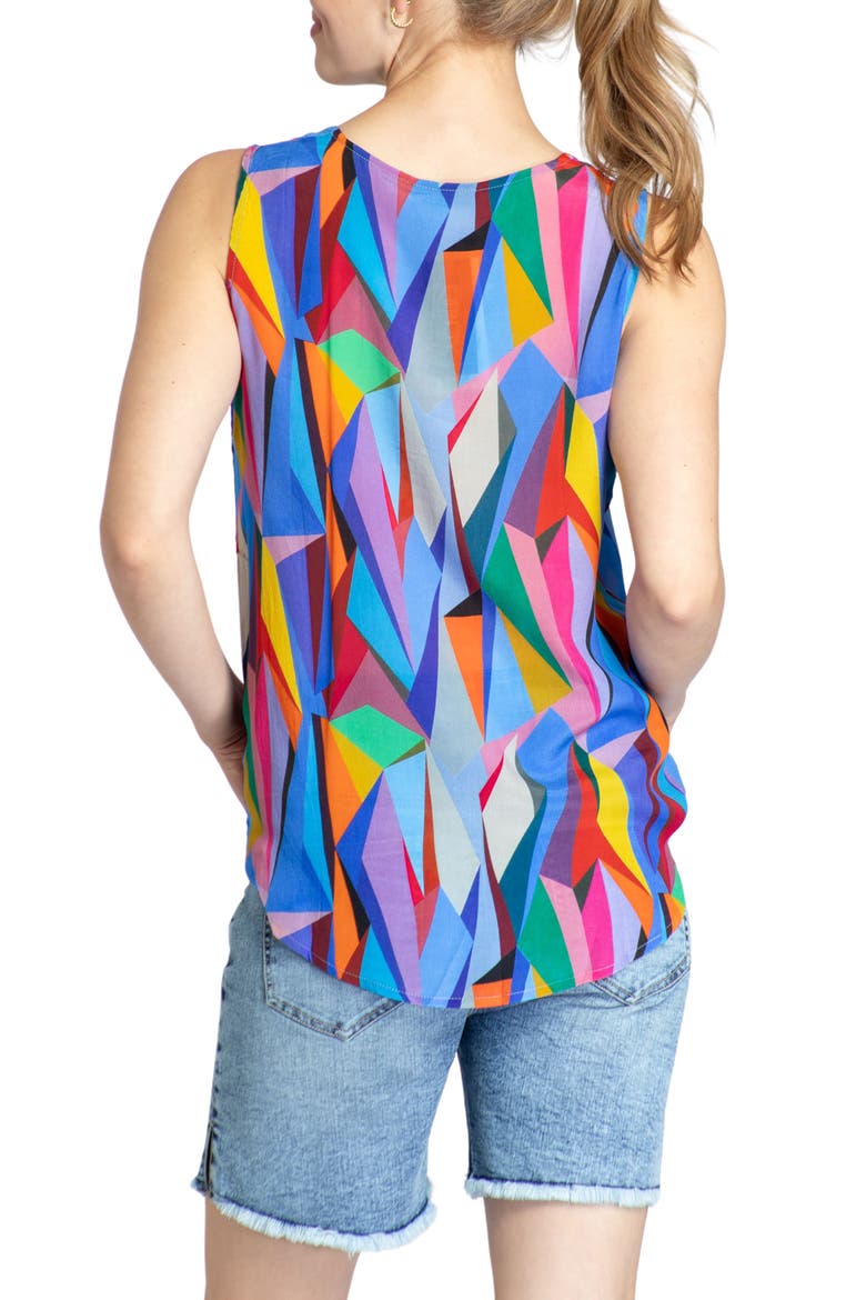 Print V-Neck Tank, Alternate, color, BLUE MULTI