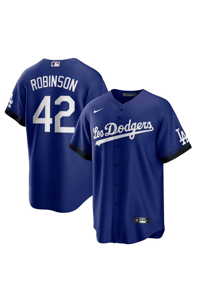 Nike Men's Nike Jackie Robinson Royal Los Angeles Dodgers City Connect Replica Player Jersey, Main, color, Royal