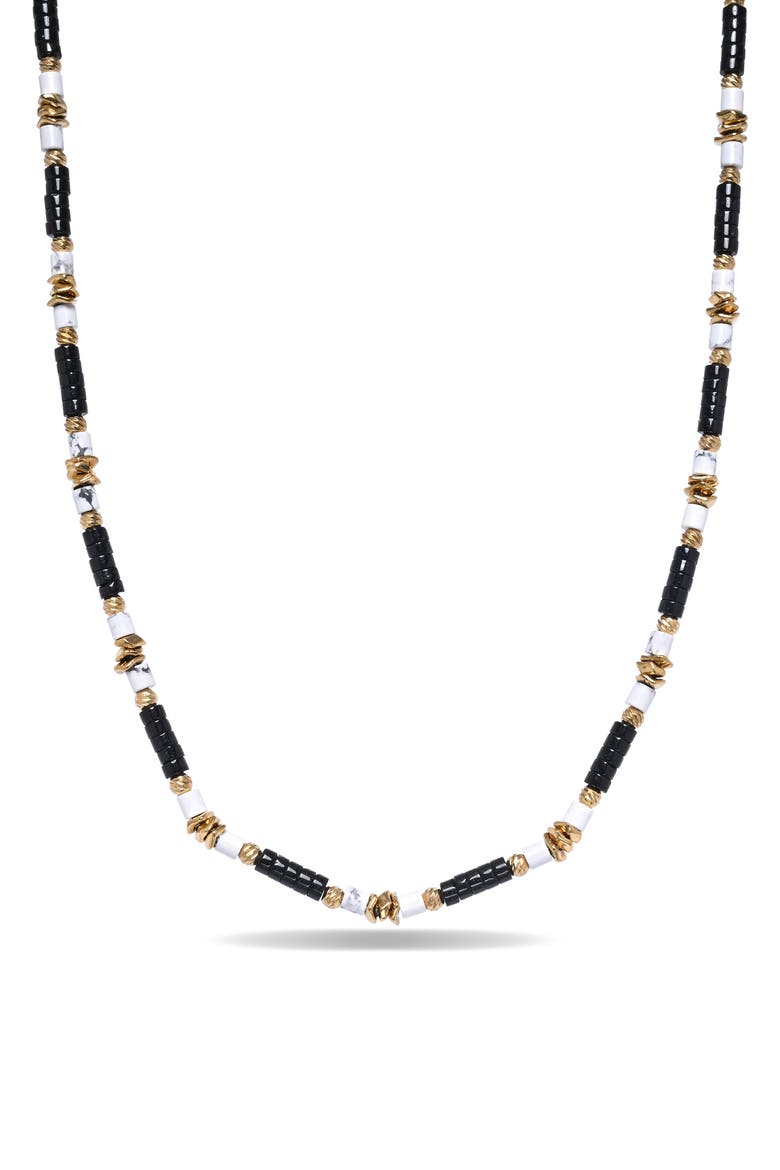 Men's Oliver Agate Beaded Necklace, Main, color, BLACK