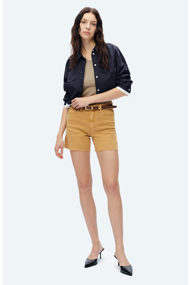 High Waist Denim Shorts, Alternate, color, YELLOW OCHRE