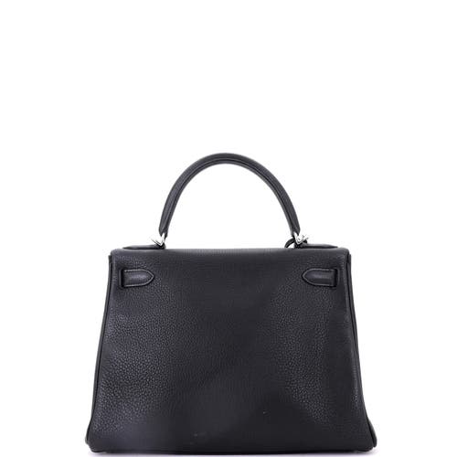 Pre-owned Hermes  Hermes Kelly Handbag Black Togo With Palladium Hardware 28 In Black