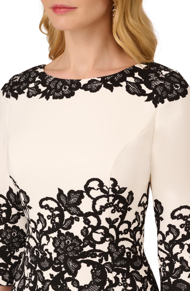 Adrianna Papell Scroll Lace Sheath Dress, Alternate, color, 