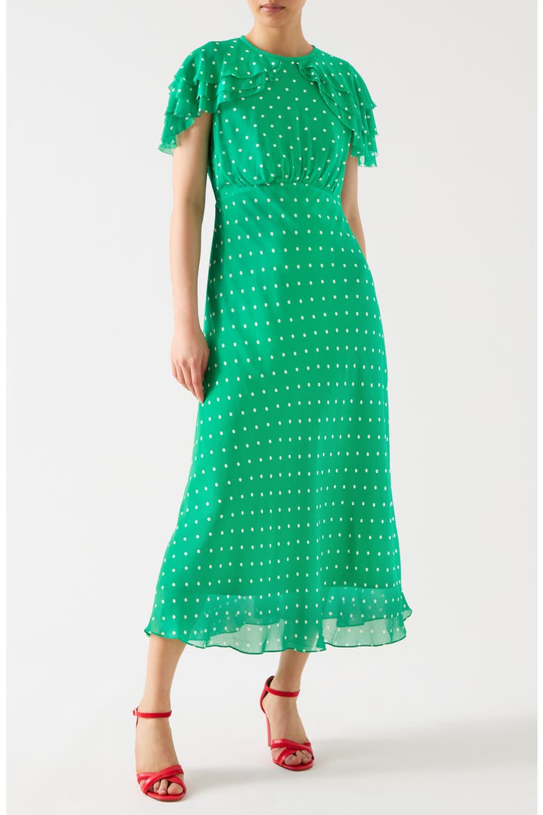 Ellen Polka Dot Maxi Dress, Main, color, GREEN