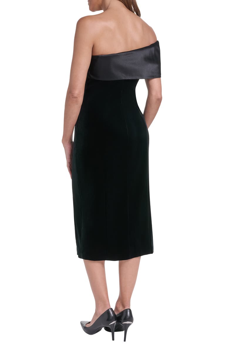 Off the Shoulder Velvet Midi Dress, Alternate, color, BLACK