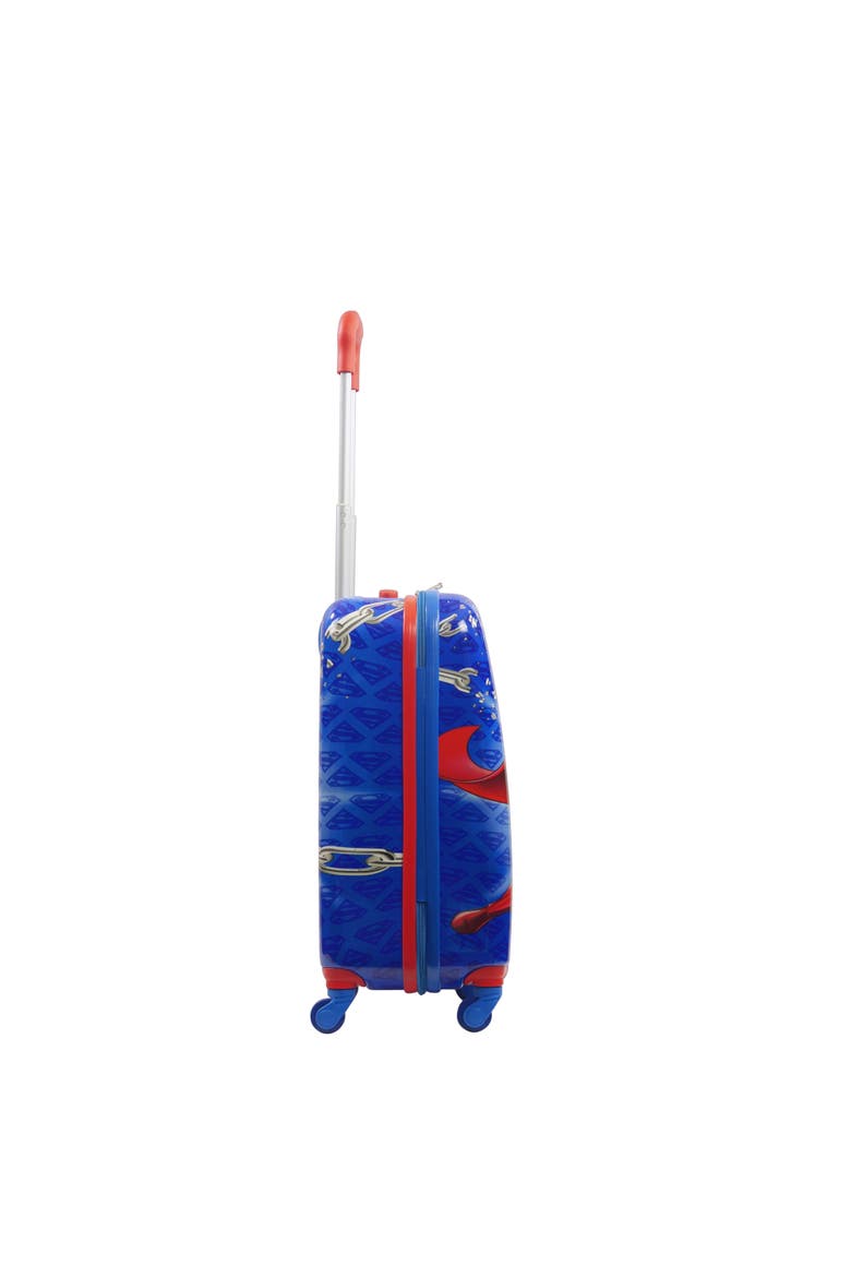 WB Superman kids 20.5" Hard side spinner carry-on luggage, Alternate, color, BLUE