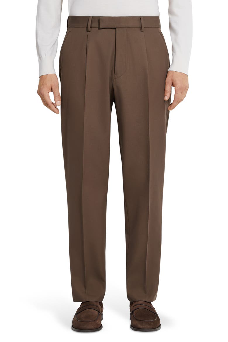 Cotton & Wool Trousers, Main, color, BROWN