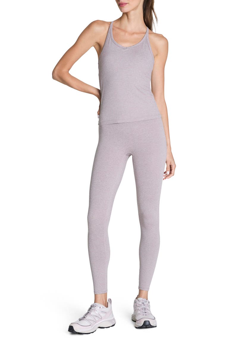SoftStretch Rib Shelf Bra Performance Tank, Alternate, color, COASTAL FOG