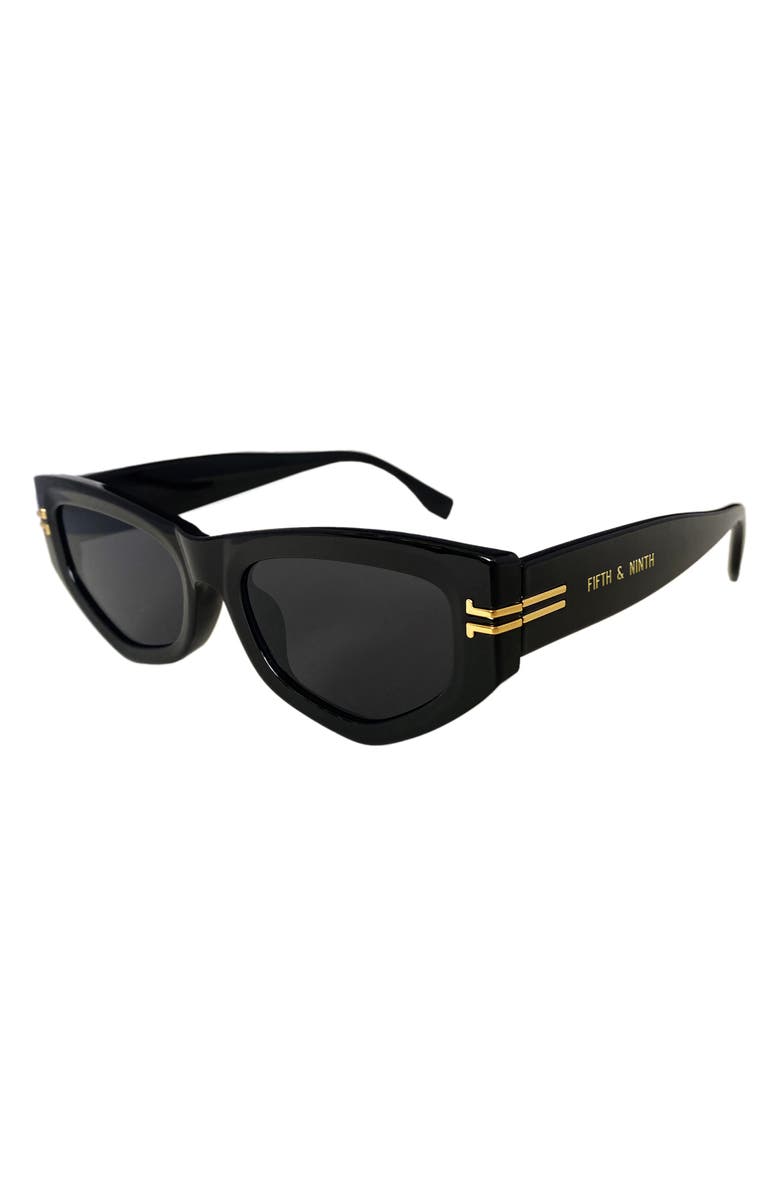 Fifth & Ninth Wren 52mm Polarized Geometric Sunglasses, Alternate, color, Black/ Black