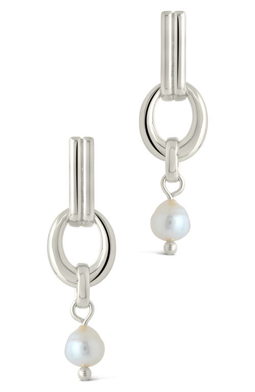 Sterling Forever Giselle Freshwater Pearl Door Knocker Drop Earrings In Silver