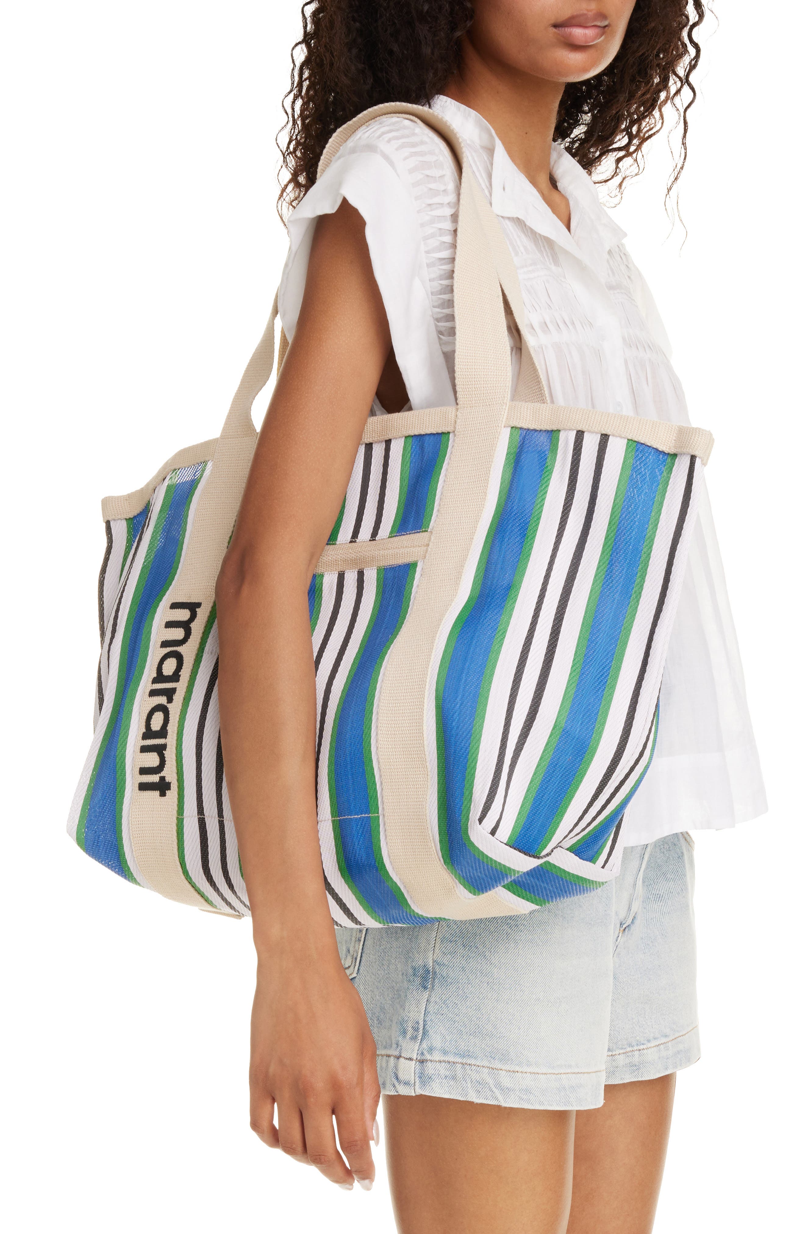 Isabel Marant Darwen Stripe Jacquard Tote, Alternate, color, 