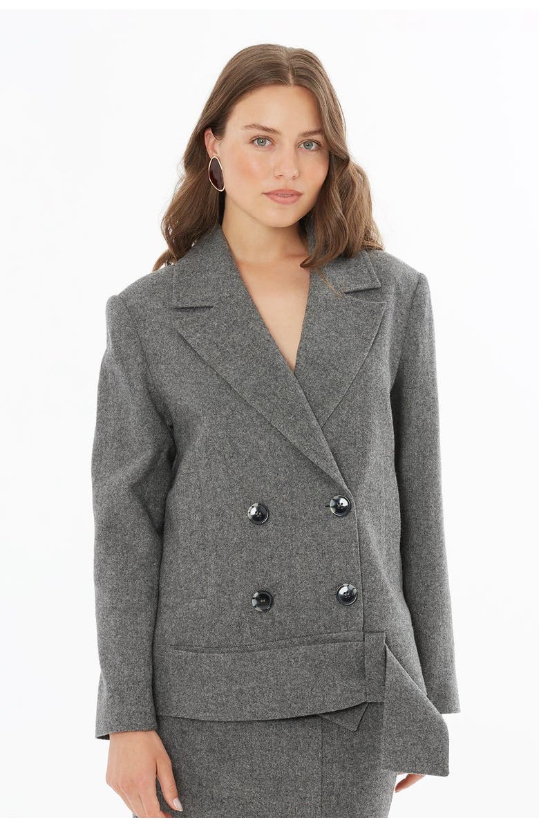 Gizia Long Sleeve Jacket with Front Buttons, Main, color, Grey