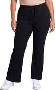 24seven Comfort Apparel Curvy Basic Ribbed Knit Drawstring Straight Leg Lounge Pants