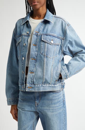 Oversize Logo Embossed Denim Trucker Jacket