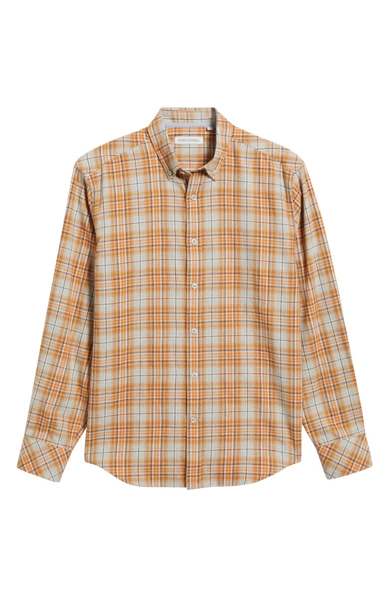 James Campbell Vulcan Trim Fit Plaid Cotton Button-Up Shirt, Alternate, color, Golden