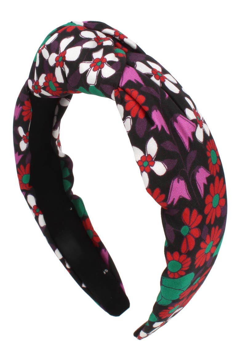 floral medley knot silk headband, Alternate, color, CHALK PINK
