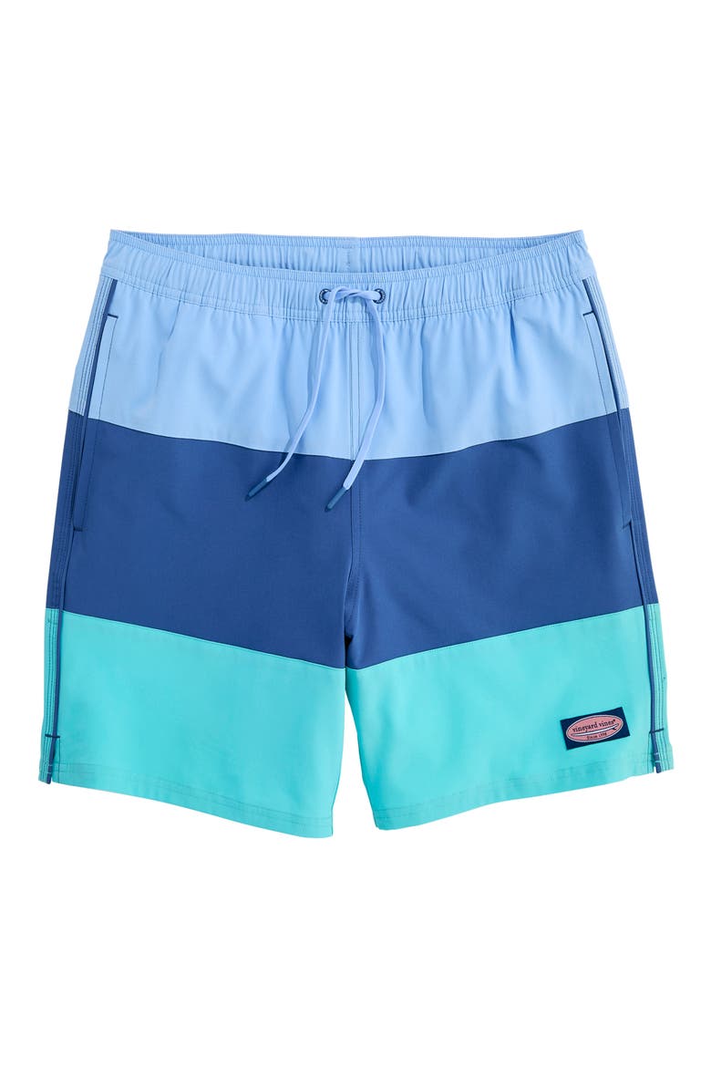 7-Inch Colorblock Chappy Swim Trunks, Main, color, SERENITY BLUE