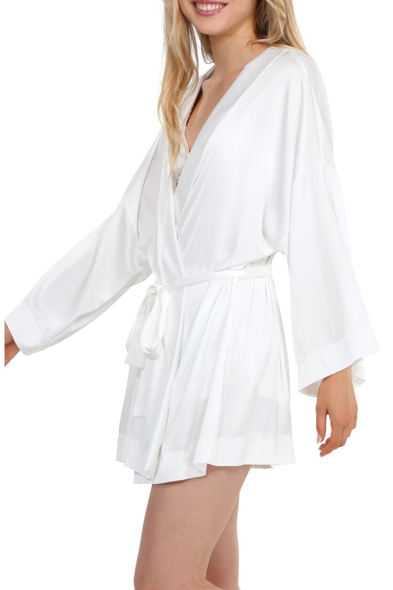 Love Story Stretch Satin Robe, Alternate, color, WHITE