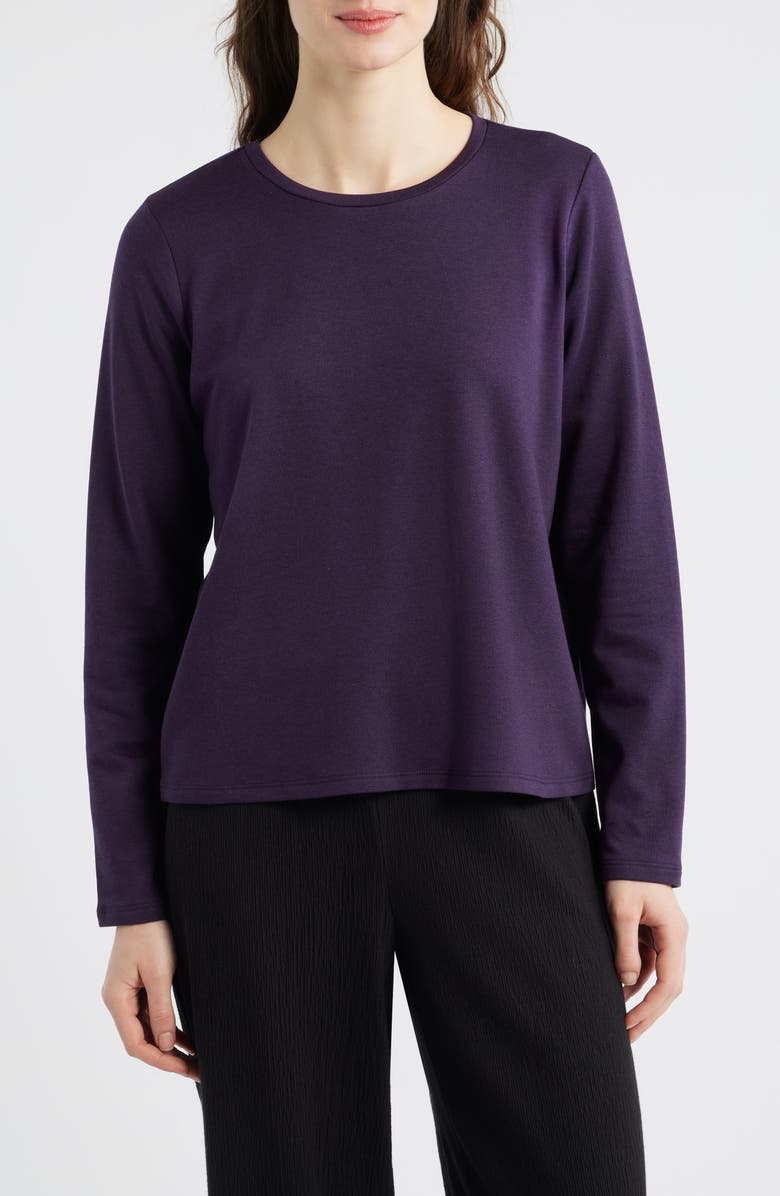 Eileen Fisher Crewneck Top, Main, color, Aubergine