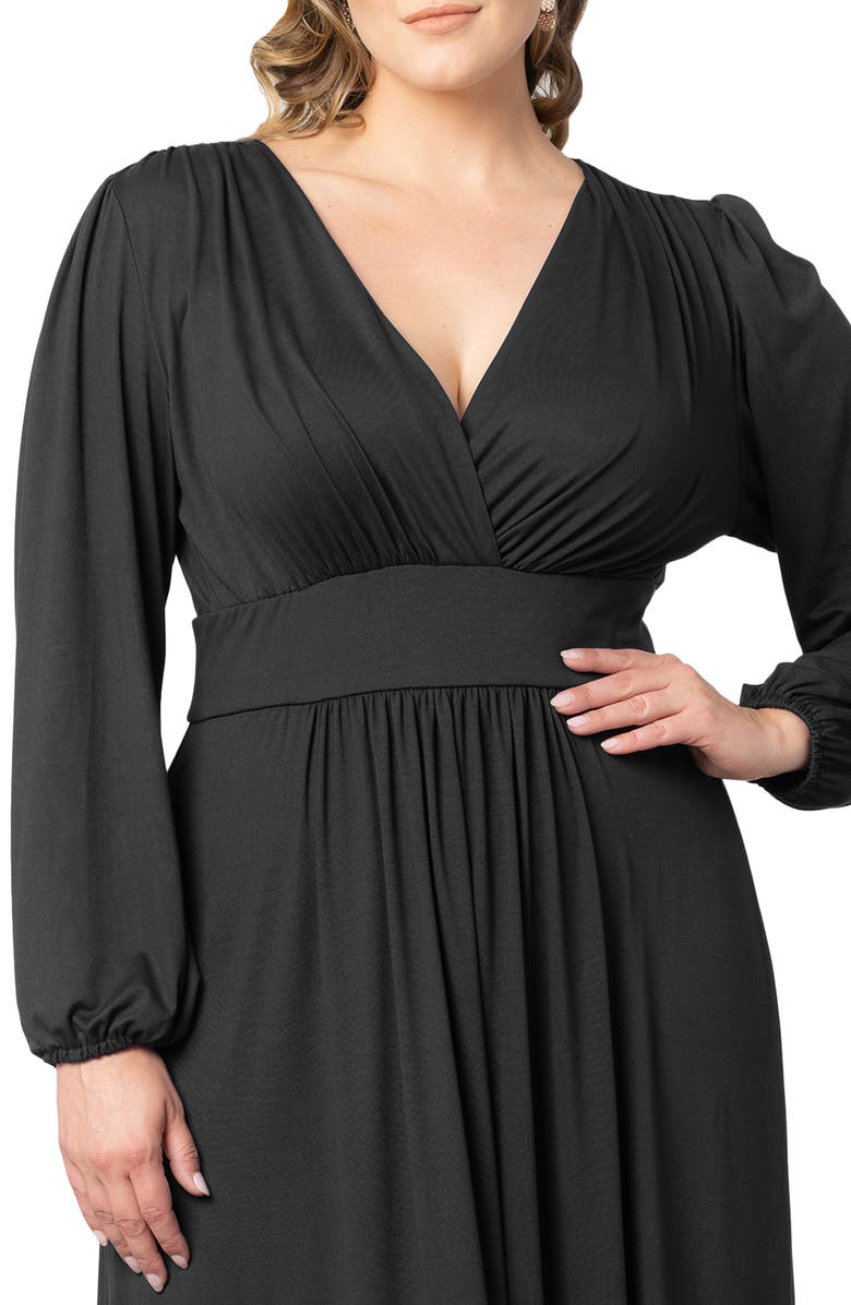 Kiyonna Kelsey Long Sleeve Maxi Dress, Alternate, color, Black Noir