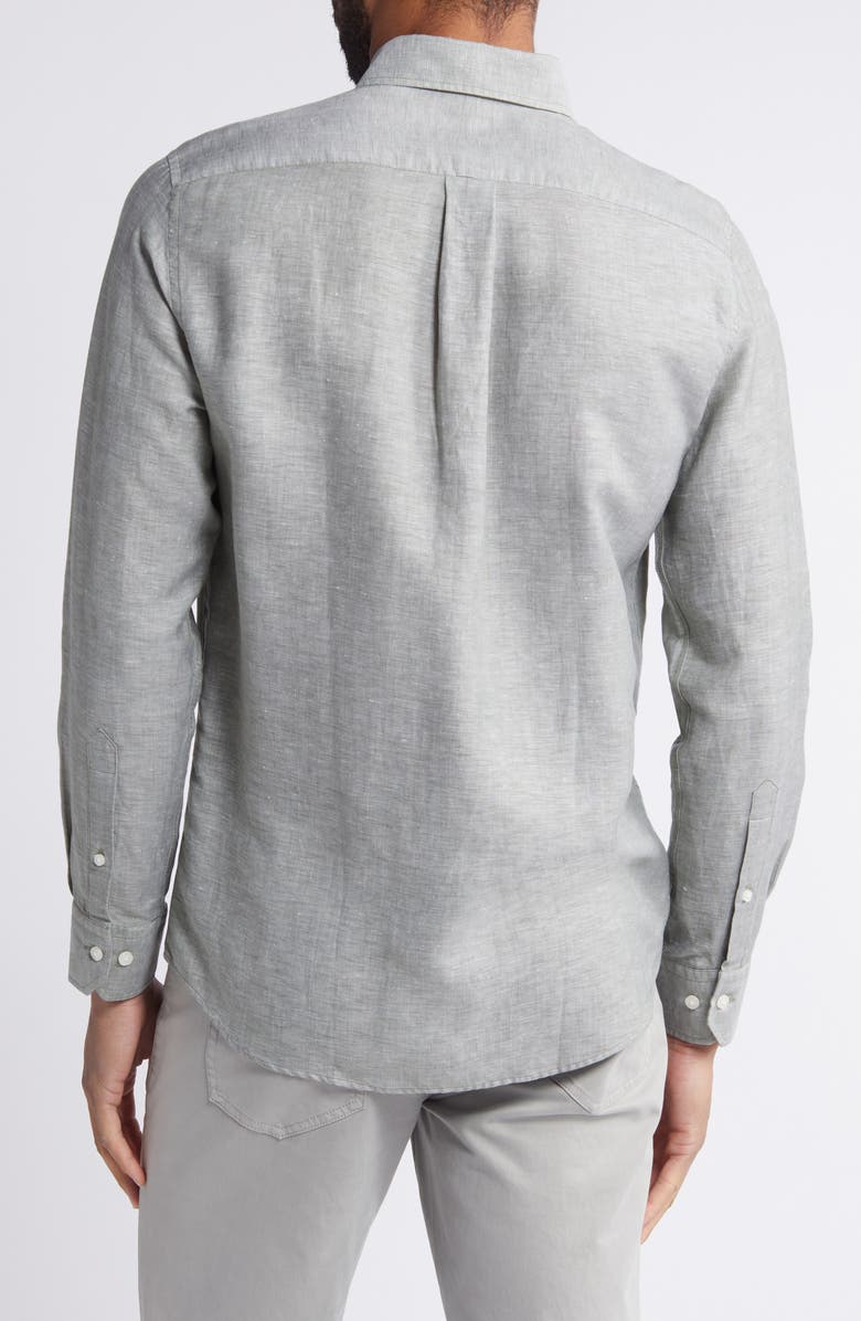 Scott Barber Solid Linen & Lyocell Twill Button-Down Shirt, Alternate, color, 