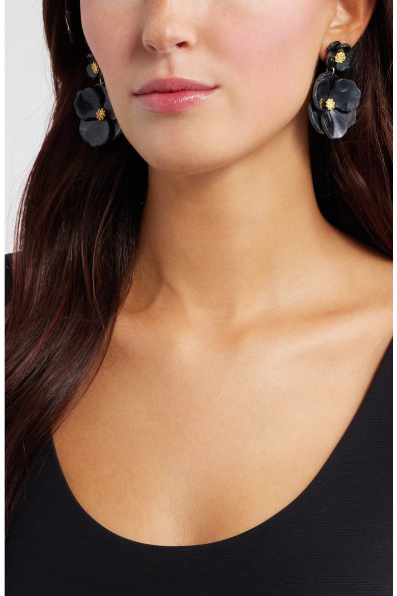 Pansy Drop Earrings, Alternate, color, GREY