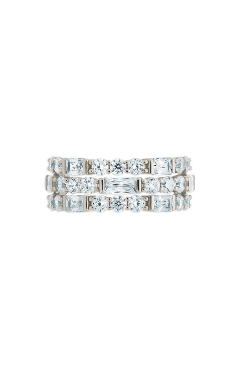 Sterling Forever Kornelia Three Row Eternity Band Ring, Alternate, color, Silver