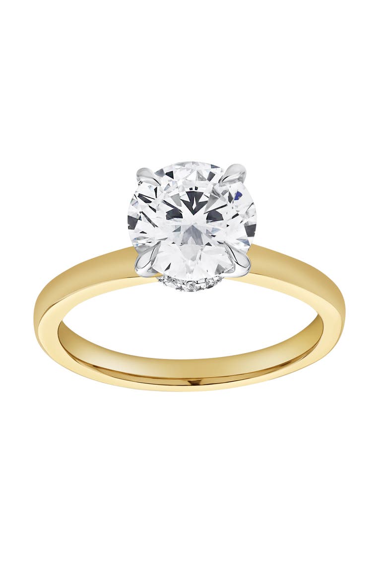 Liora 14K Gold Round Lab Grown Diamond Hidden Halo Ring - 1.98 Ct, Main, color, 14K Yellow Gold