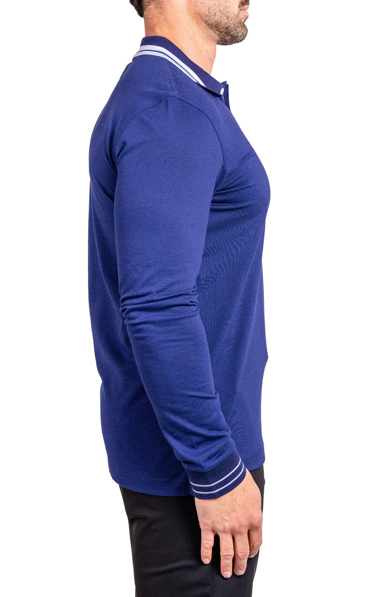 Maceoo Ascension 0080 Tipped Long Sleeve Polo, Alternate, color, Blue