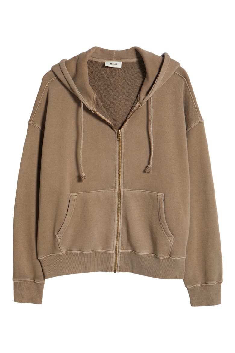 Core Oversize Terry Full Zip Hoodie, Alternate, color, VINTAGE BROWN