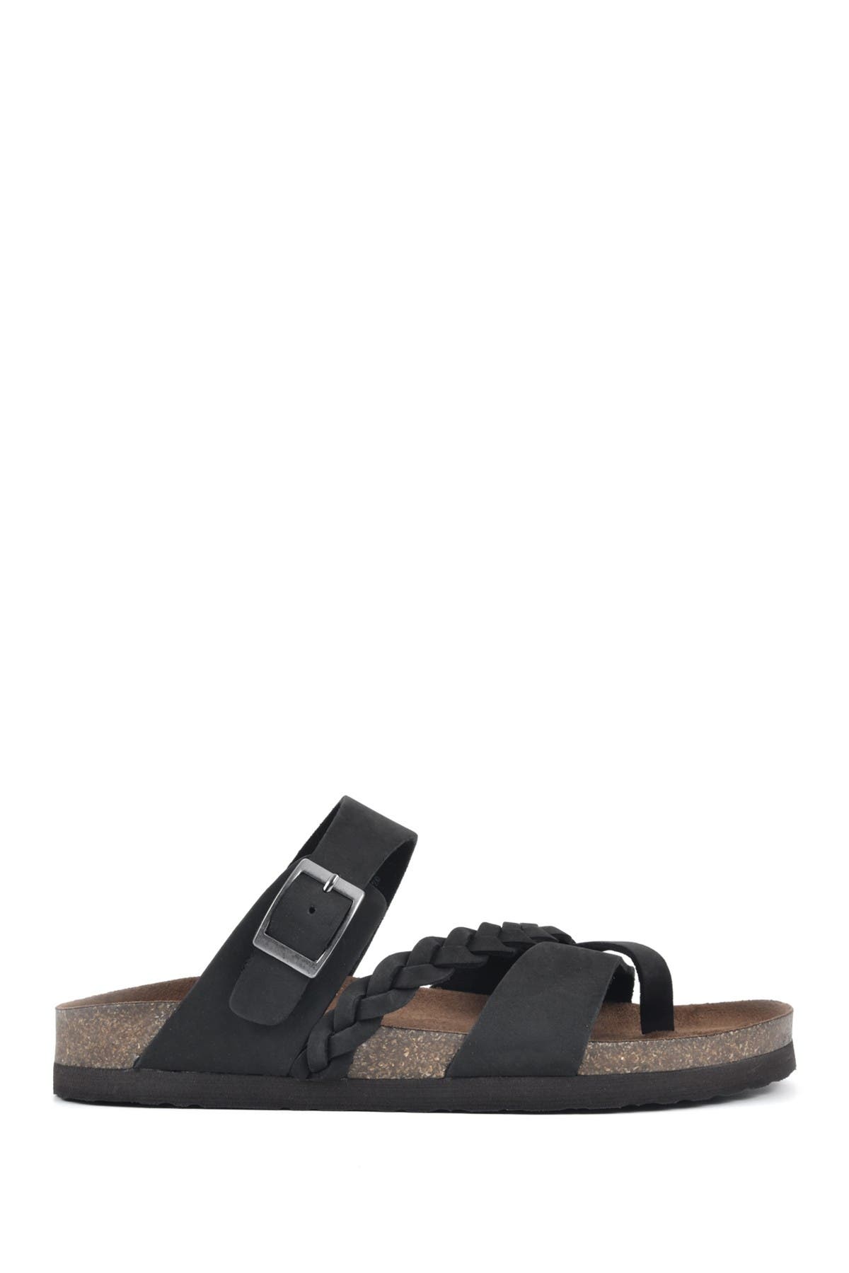 White Mountain Footwear Hazy Leather Footbed Sandal, Alternate, color, Black/Nubuck