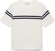 MANGO Stripe Short Sleeve Sweater