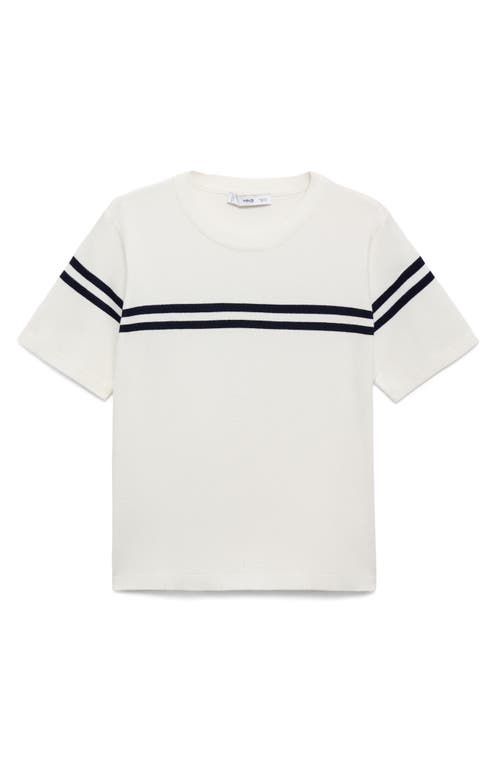Mango Stripe Short Sleeve Sweater In White