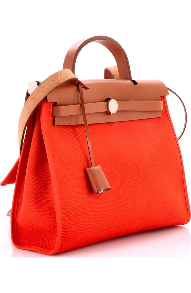 Pre-Owned Hermes Herbag Zip Leather and Toile 31, Alternate, color, Orange Poppy