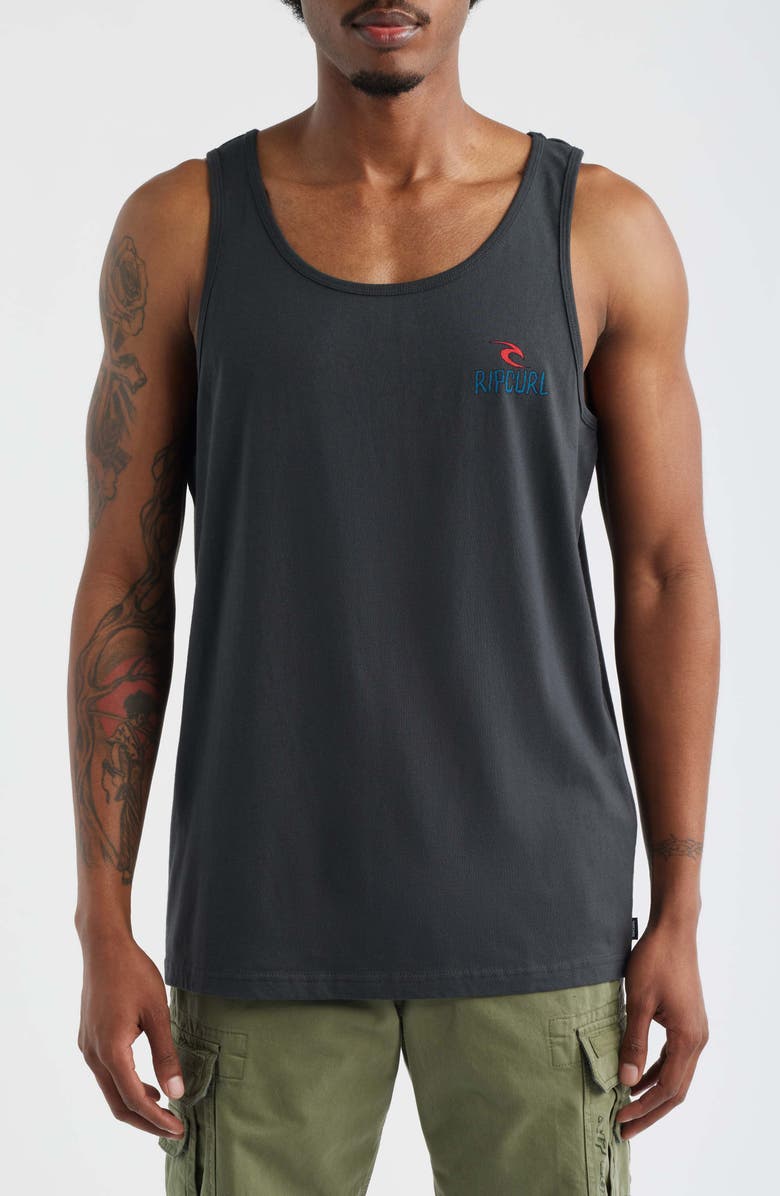 Rip Curl Shred Till Dead Cotton Graphic Tank, Main, color, Washed Black