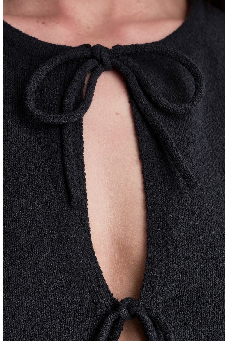 Sleeveless Tie Front Knit Vest, Alternate, color, BLACK