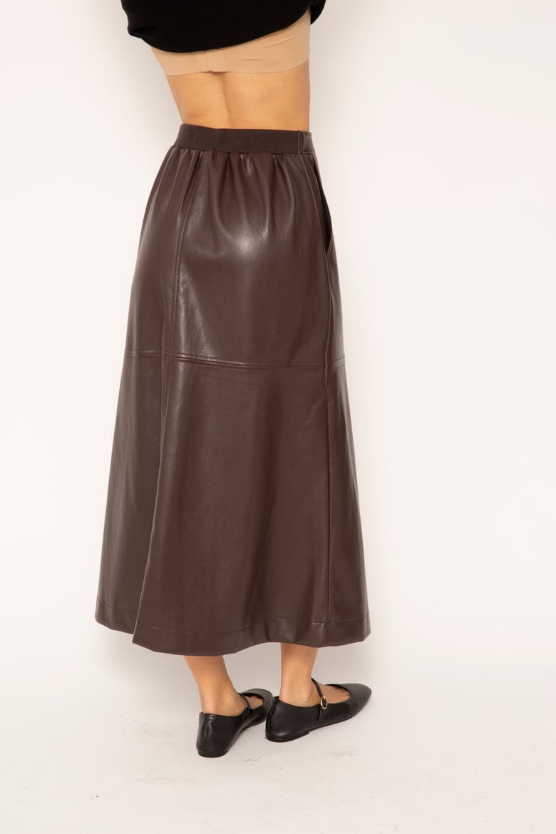 Beatrix Vegan Midi Skirt, Alternate, color, Chocolate