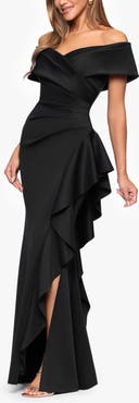 Xscape Evenings Off the Shoulder Scuba Mermaid Gown