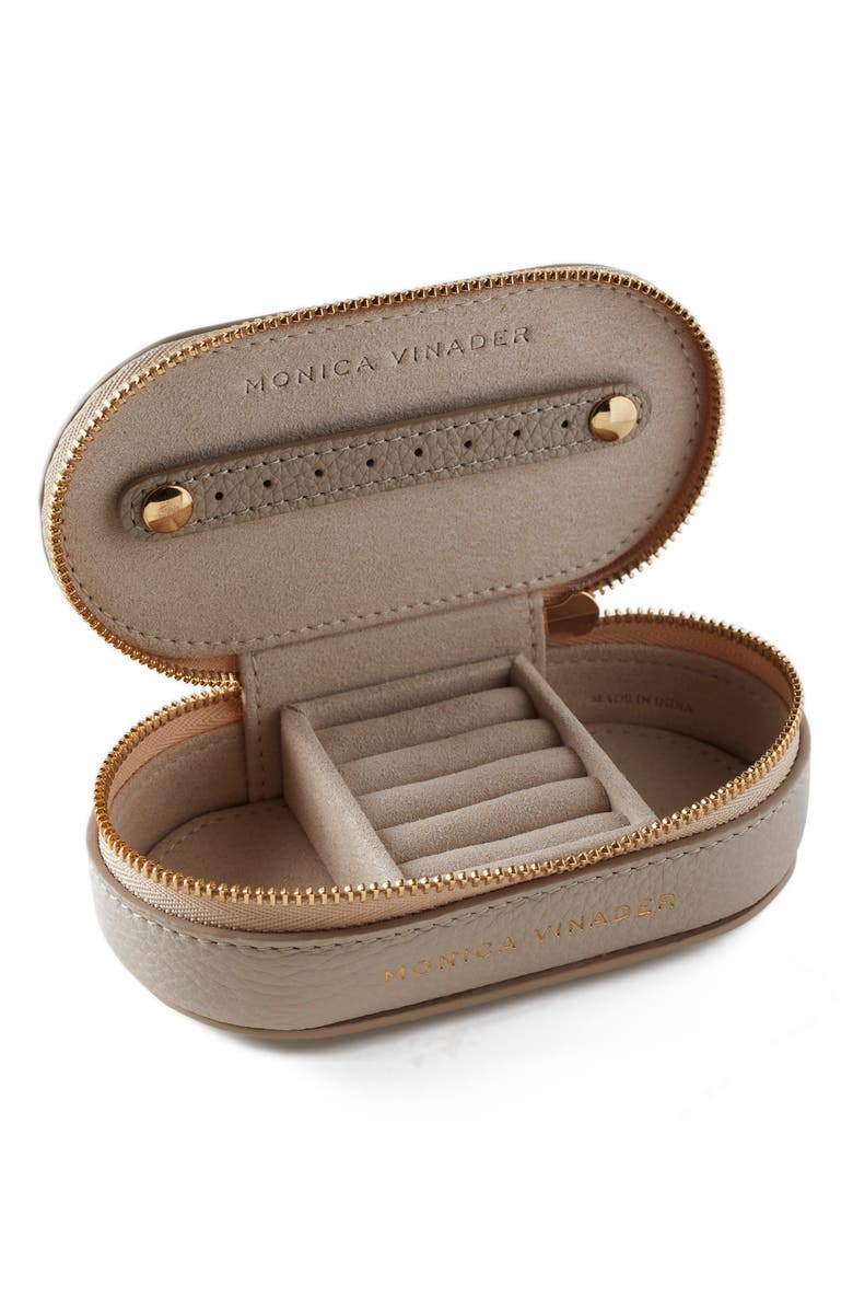 Monica Vinader Mini Leather Jewelry Case, Alternate, color, Pebble Grey