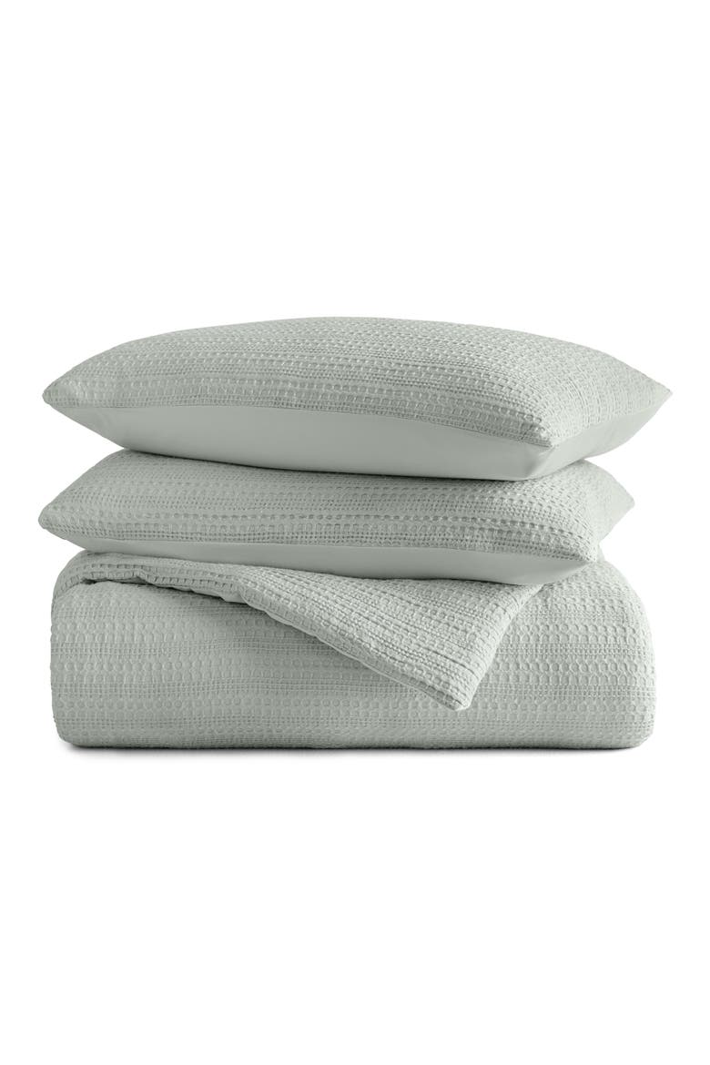 Waffle Textured 3-Piece Comforter Set, Main, color, GREEN MIST