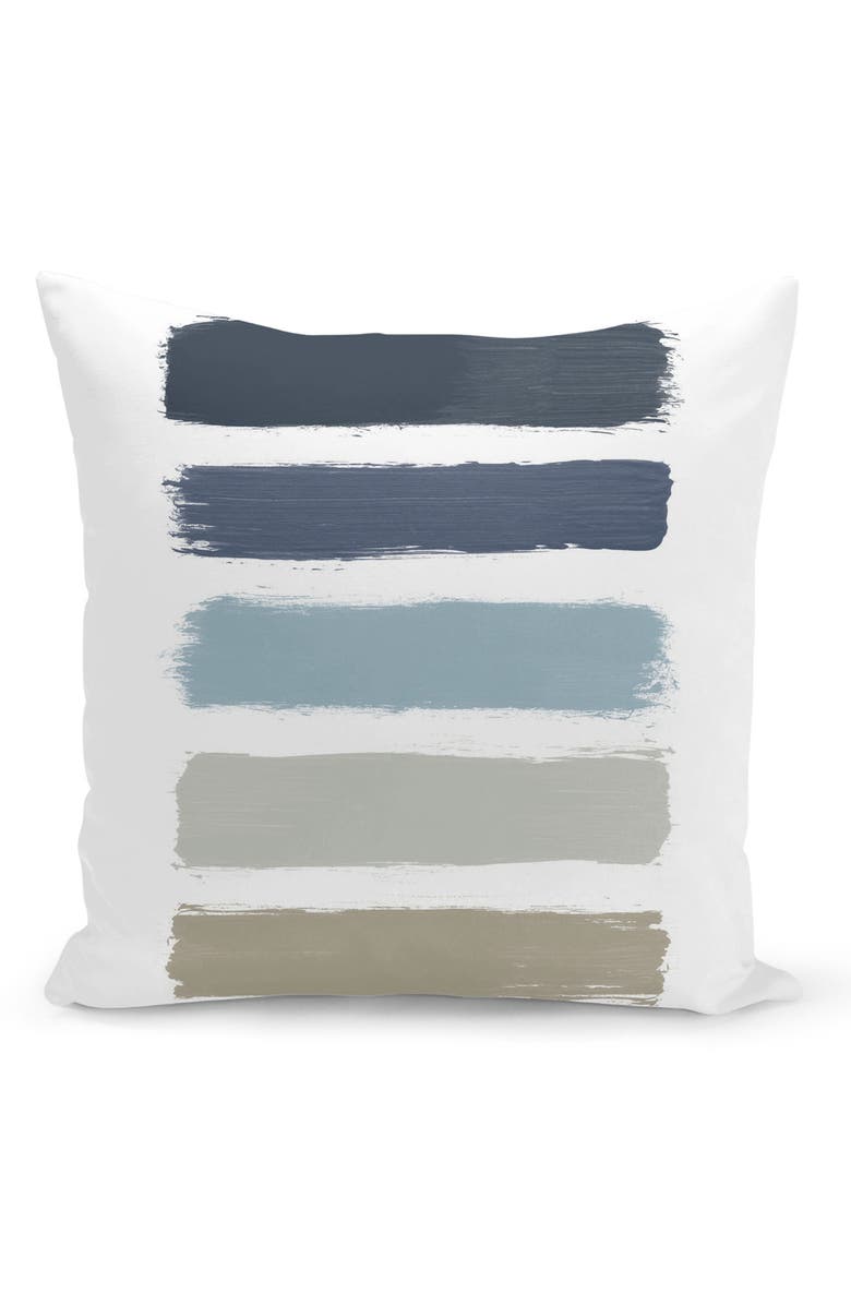 CURIOOS Blue & Taupe Stripes Throw Pillow, Main, color, 