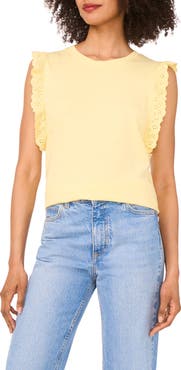 Two by Vince Camuto Ruffle Eyelet Tank Top