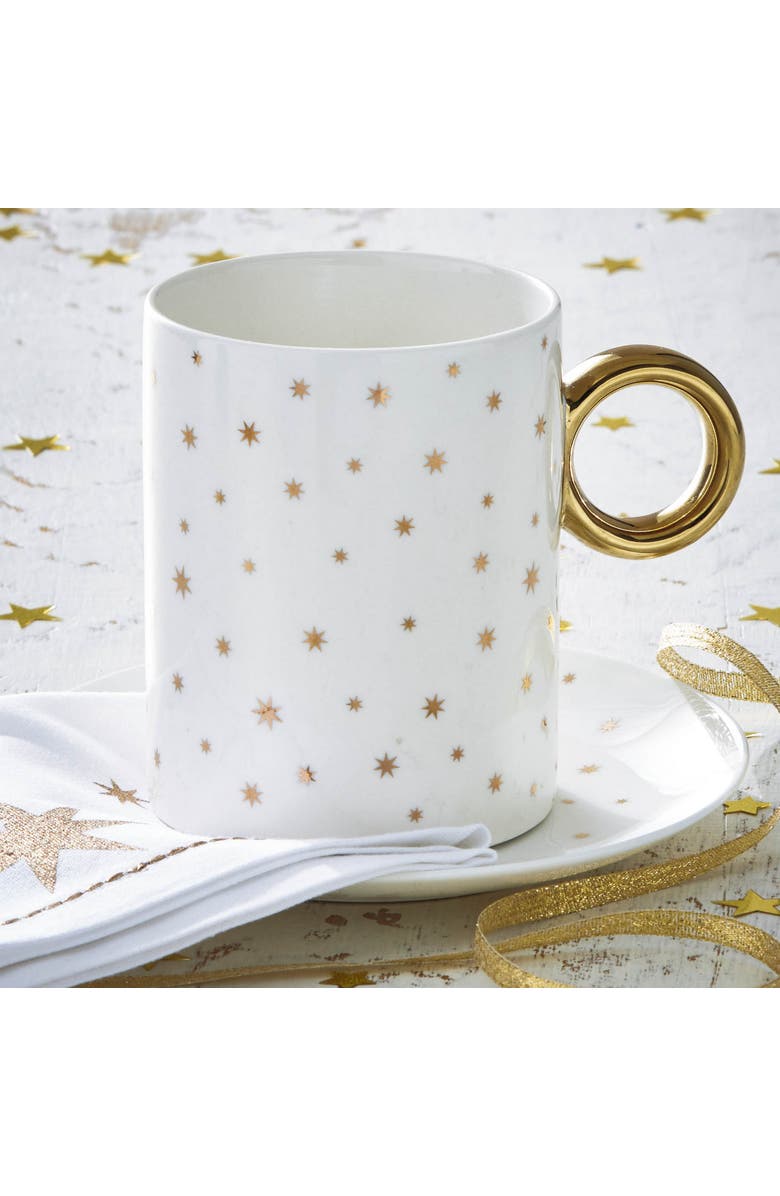 tag Starlight Gold Bone China Mug Hand Wash Only Christmas Drinkware, Alternate, color, Gold