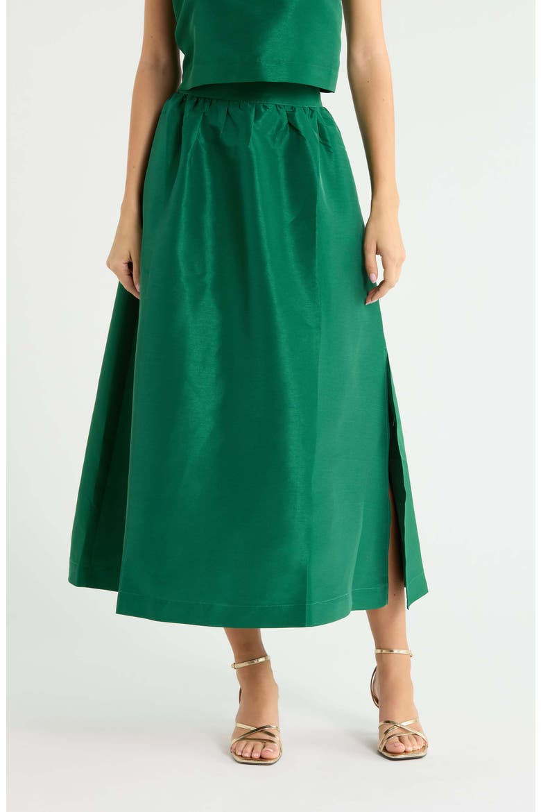 Hestia Caryn Taffeta Maxi Skirt, Main, color, EMERALD