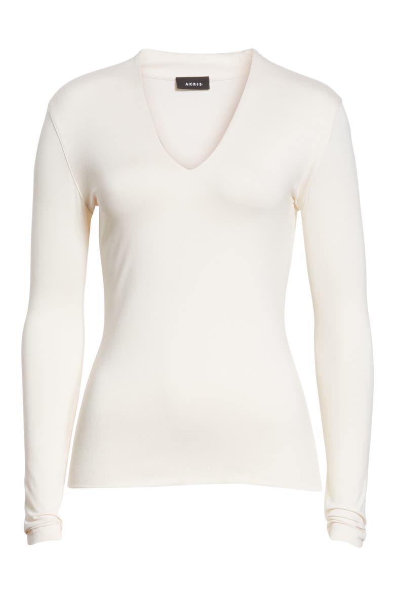 Long Sleeve Silk Jersey Blouse, Alternate, color, IVORY