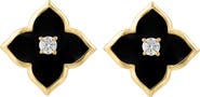 EFFY 14K Yellow Gold Diamond & Onyx Motif Stud Earrings