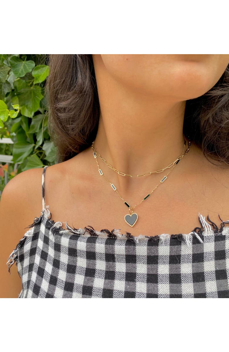 The Lovery Fine Jewelry Onyx Bar Chain Necklace, Alternate, color, Onyx