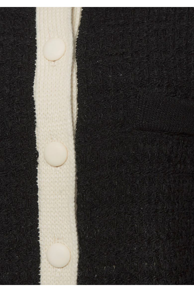 Tweed Look Cardigan, Alternate, color, Black & Ivory