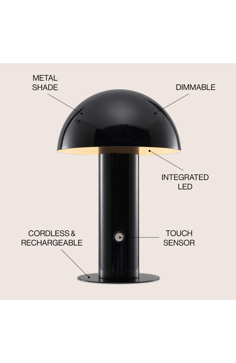 JONATHAN Y Boletus Contemporary Bohemian Rechargeable/Cordless Iron Integrated Portable LED Mushroom Table Lamp, Alternate, color, Black