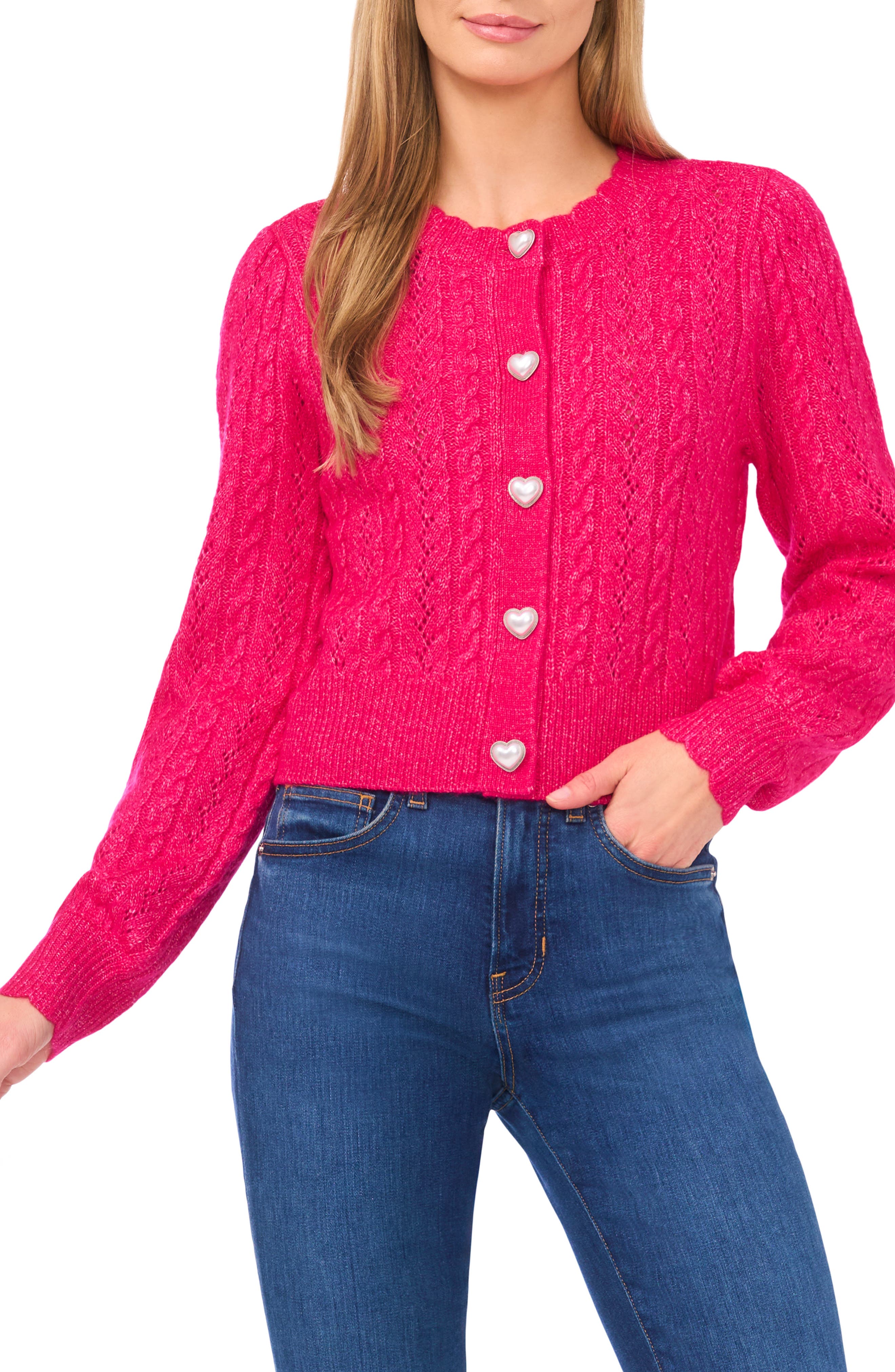 Heart Button Pointell Cardigan - image 5